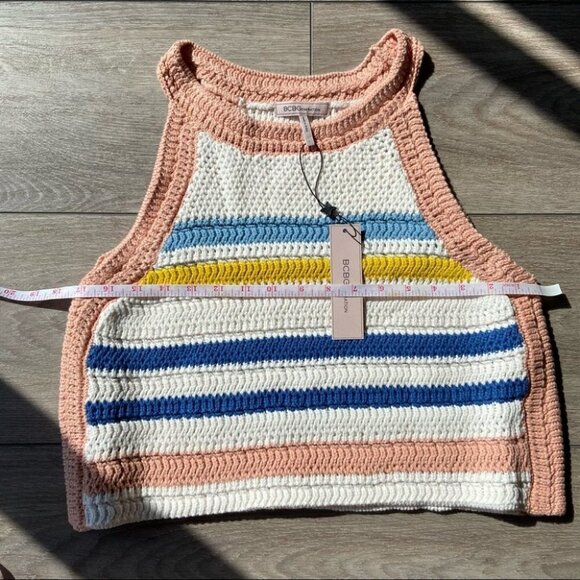 NWT BCBGeneration Striped Crochet Cropped  Top - Picture 10 of 11